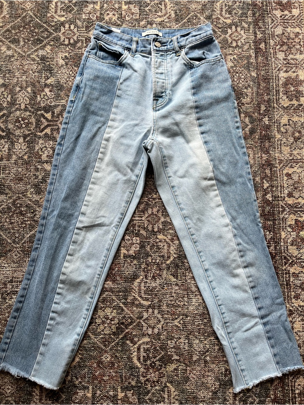 PacSun Two-Tone Light and Medium Blue High-Rise Jeans
